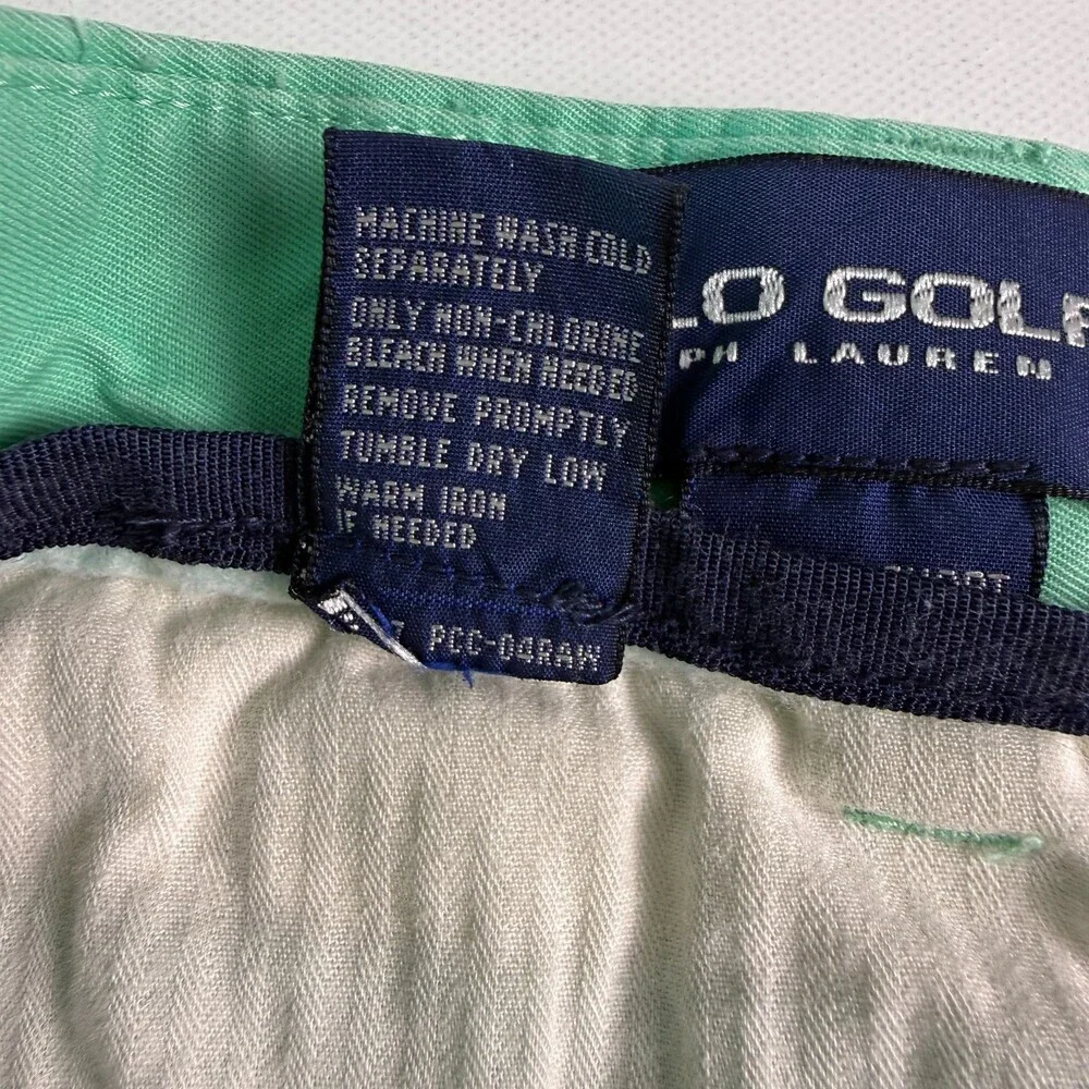 Vintage Polo Golf Ralph Lauren Fairway Shorts Size 38 Mint Green Tartan Crest